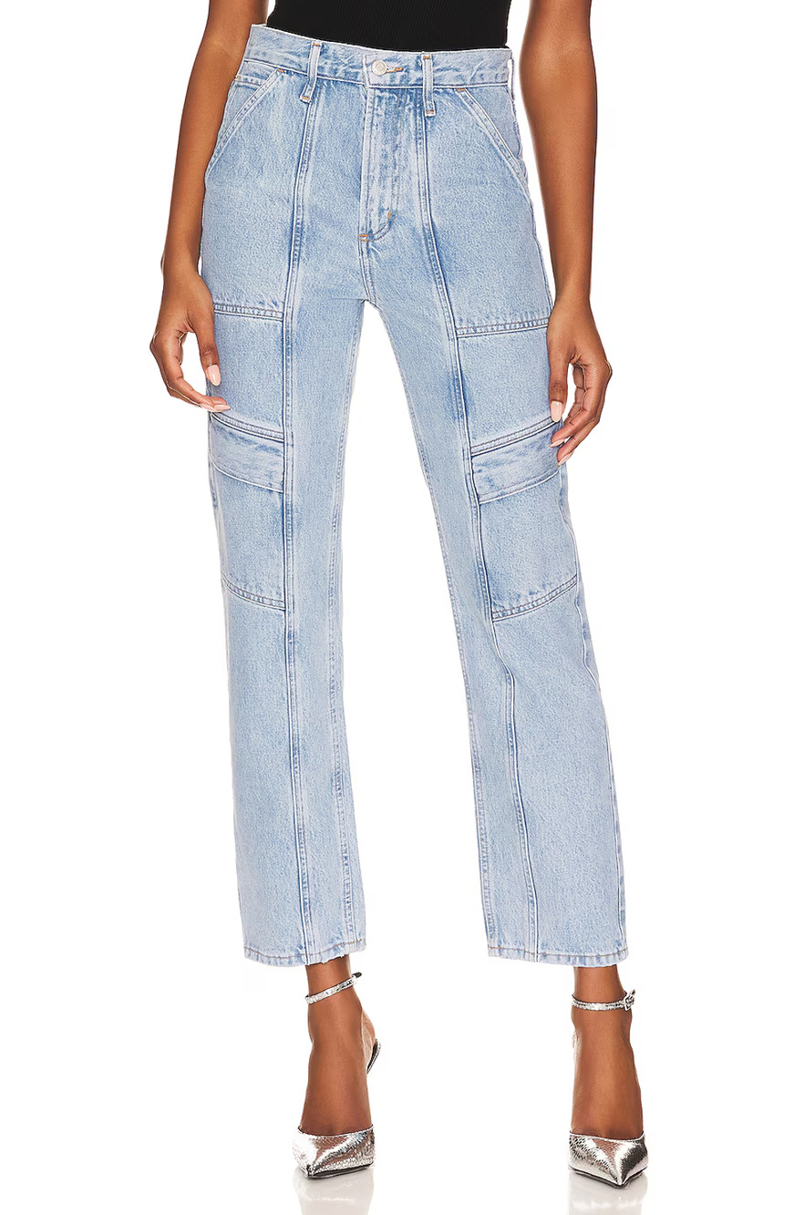 AGOLDE Cooper Cargo Jeans Womens 27 Blue High Rise Ankle Denim Organic Cotton